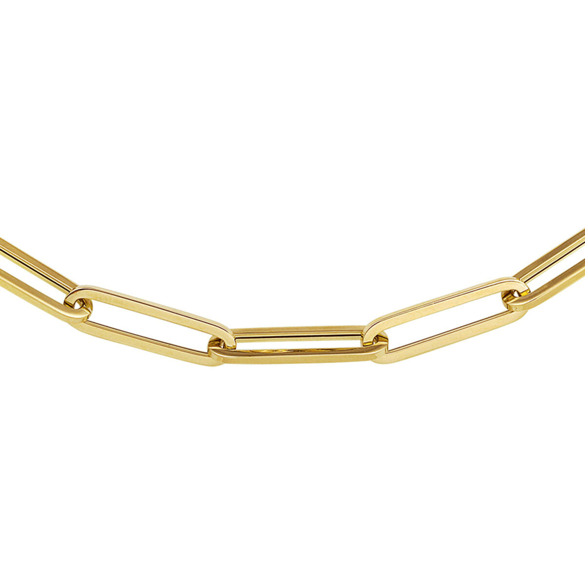 Fantasy Collection Collier paperclip vierkante buis 6,0 mm 45 cm 14K geelgoud