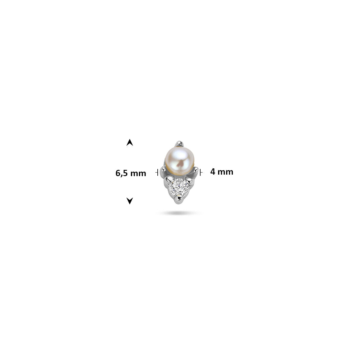 Fantasy Collection Flat back piercing parel en zirkonia 6,5 mm zilver