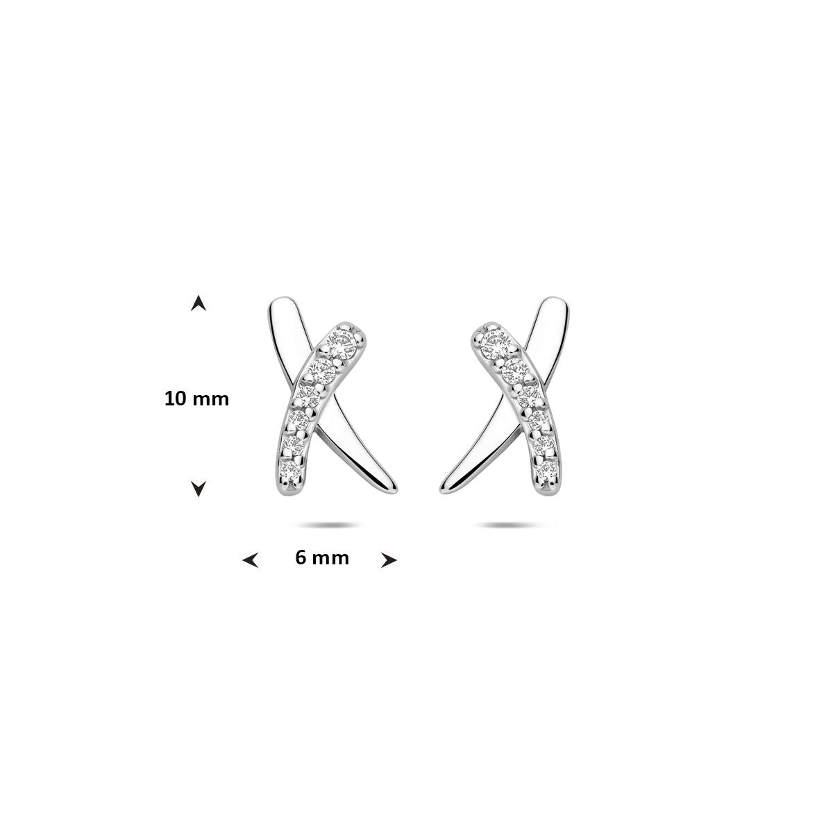 Zilveren gerhodineerde oorknoppen zirkonia 10 mm - 1341921