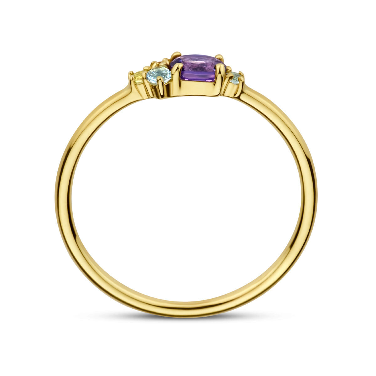 14K Geelgouden Ring met Topaas, Amethist, Citrien en Peridoot