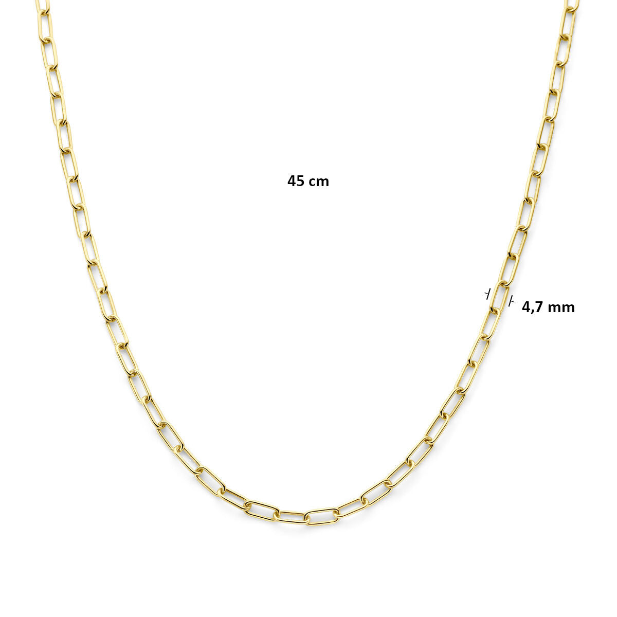 Collier 4,7 mm 45 cm massief 9K geelgoud