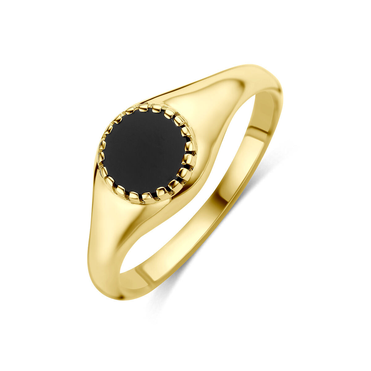Ring onyx 9K geelgoud briljant