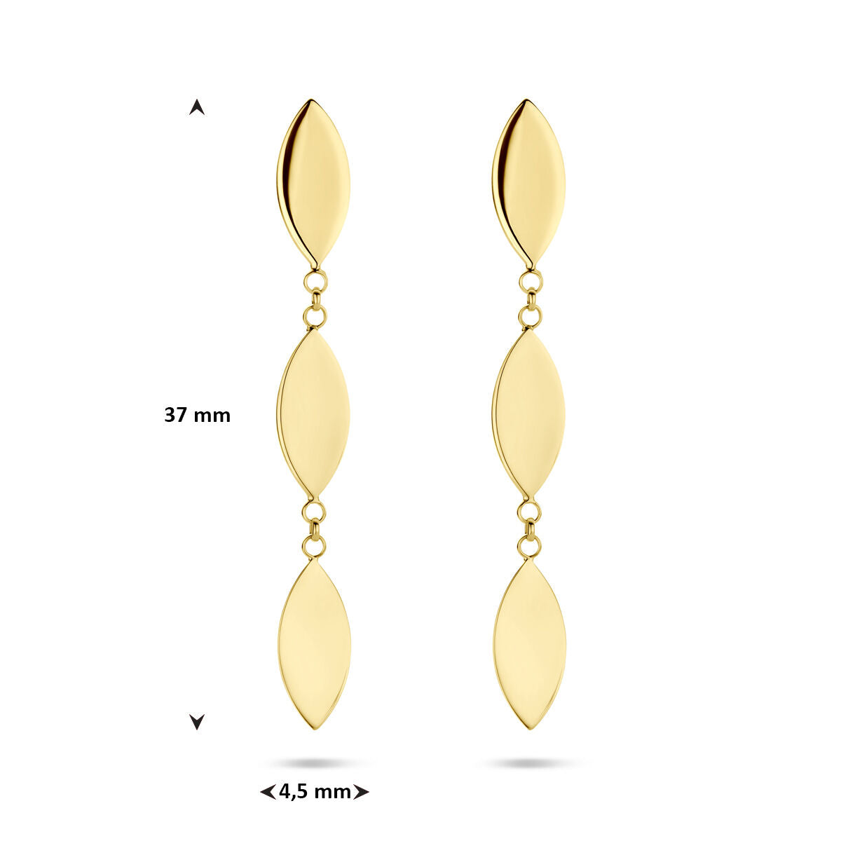 Fantasy Collection Hangende oorbellen 37 mm 14K geelgoud