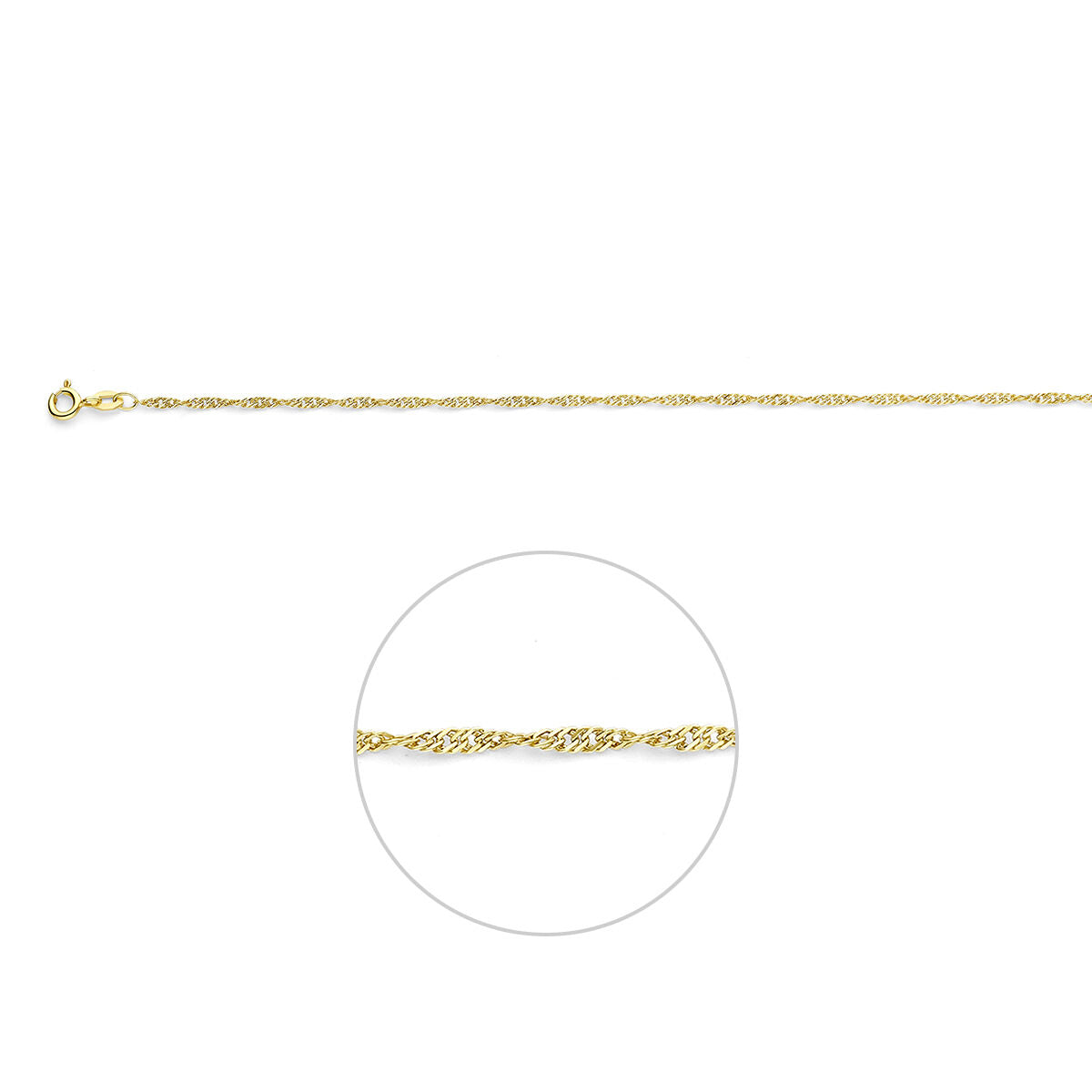 Ketting singapore 1,8 mm 9K geel