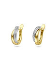 14K bicolor gouden geel/wit klapoorringen diamant 0.14ct 2x 0.07ct h si 14,5 mm - 4209100