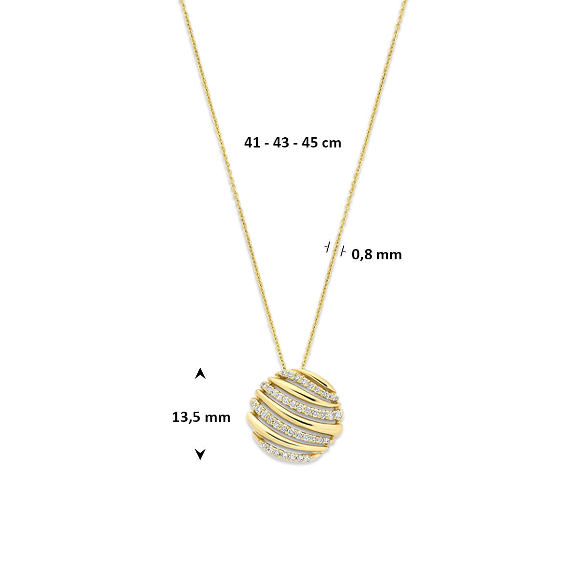 Collier diamant 0.15ct h si 41 - 43 - 45 cm 14K geelgoud