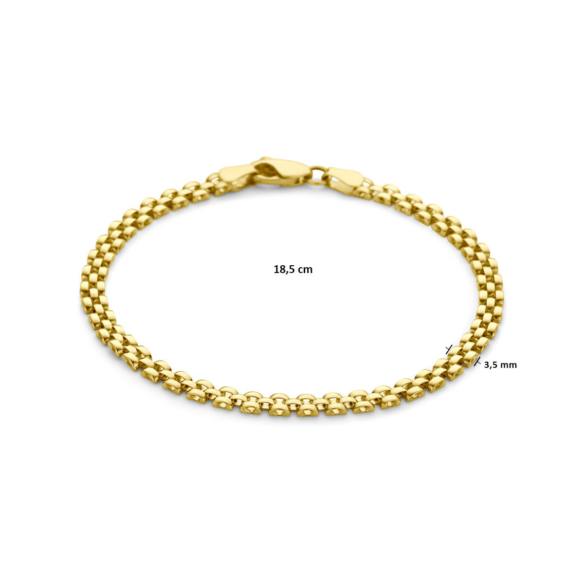 9k armband panter 3,5 mm 18,5 cm 9K geel