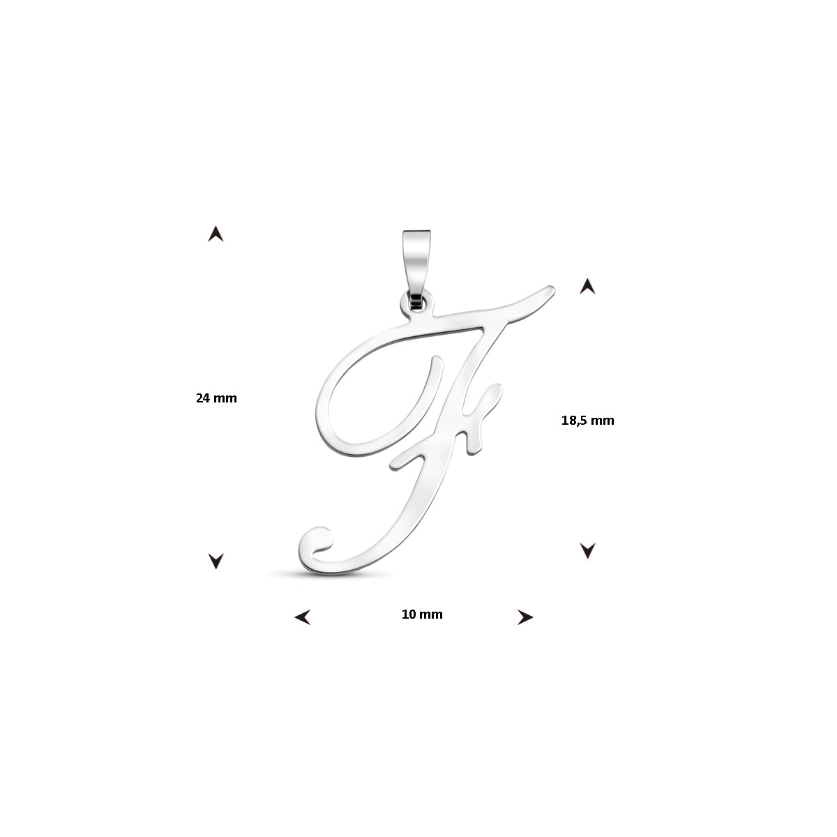 Hanger sierletter F 18,5 mm zilver #Letter_F