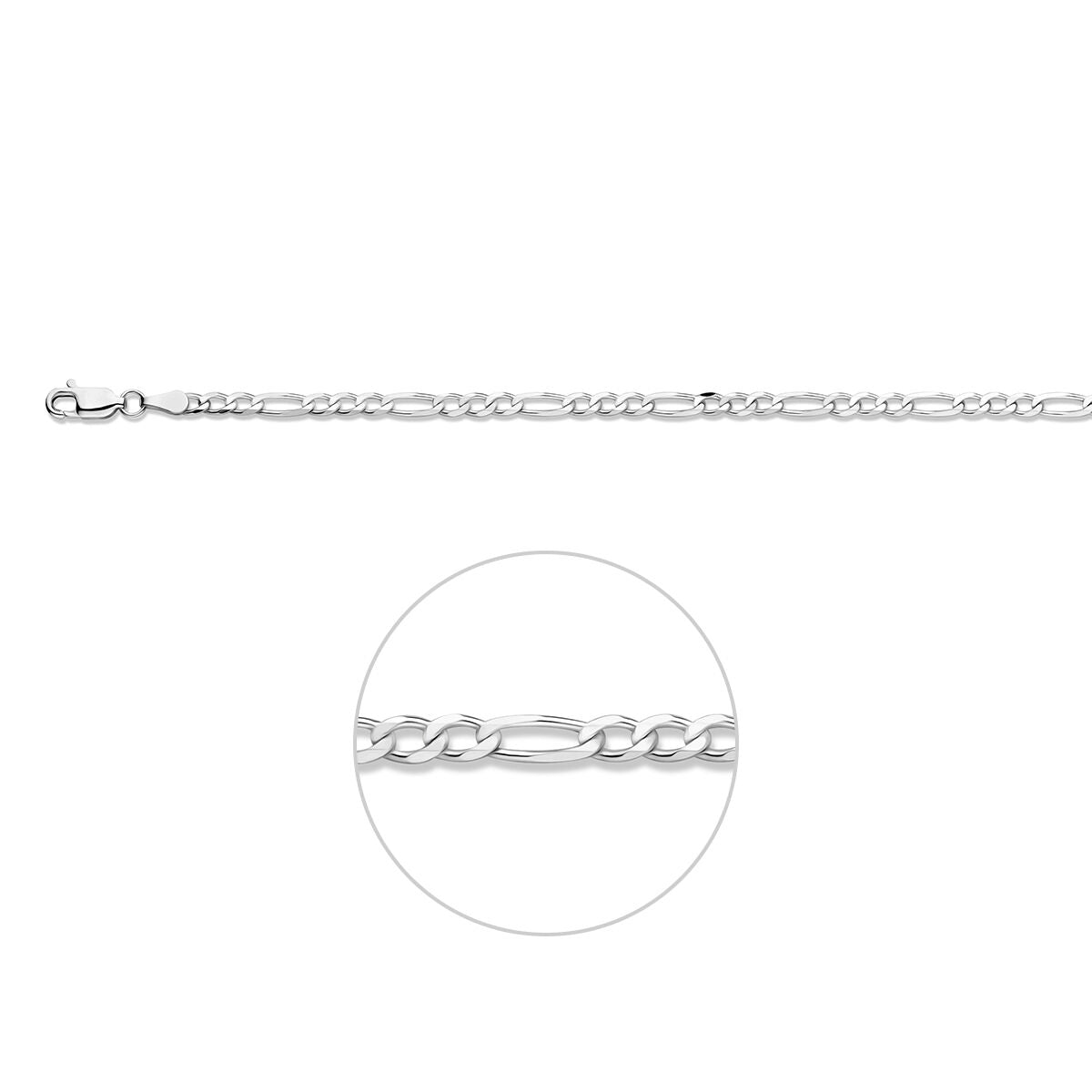 Fantasy Collection Figaro 3,3 mm zilver wit