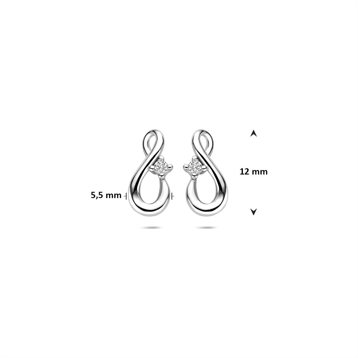 Fantasy Collection Oorbellen infinity zirkonia 12 mm zilver