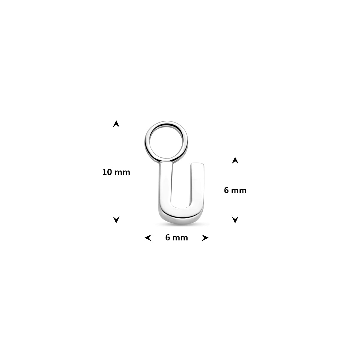 Oorringhanger letter U 6 mm zilver #Letter_U