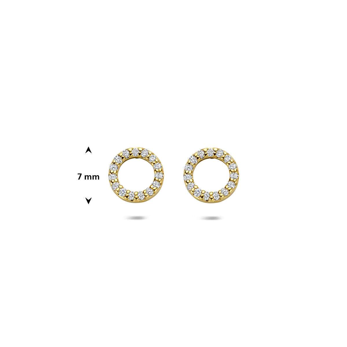 Fantasy Collection Oorbellen rondje lab grown diamant 0.16ct (2x 0.08ct) g vs 7 mm 14K geelgoud