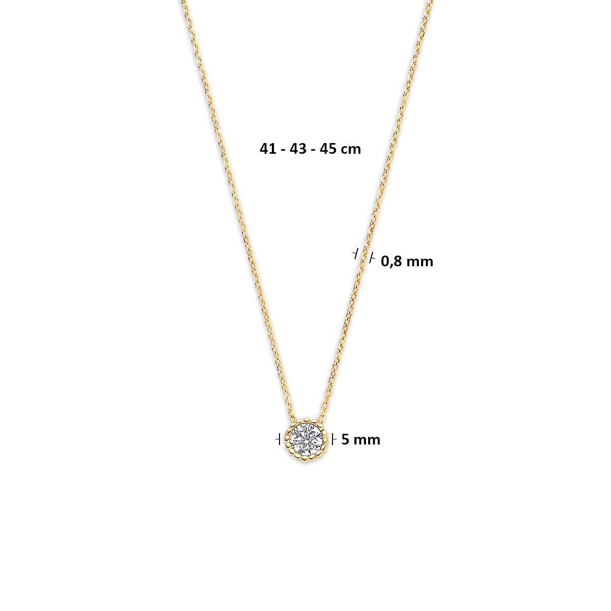Collier zirkonia 9K geelgoud 41 - 43 - 45 cm 8001826