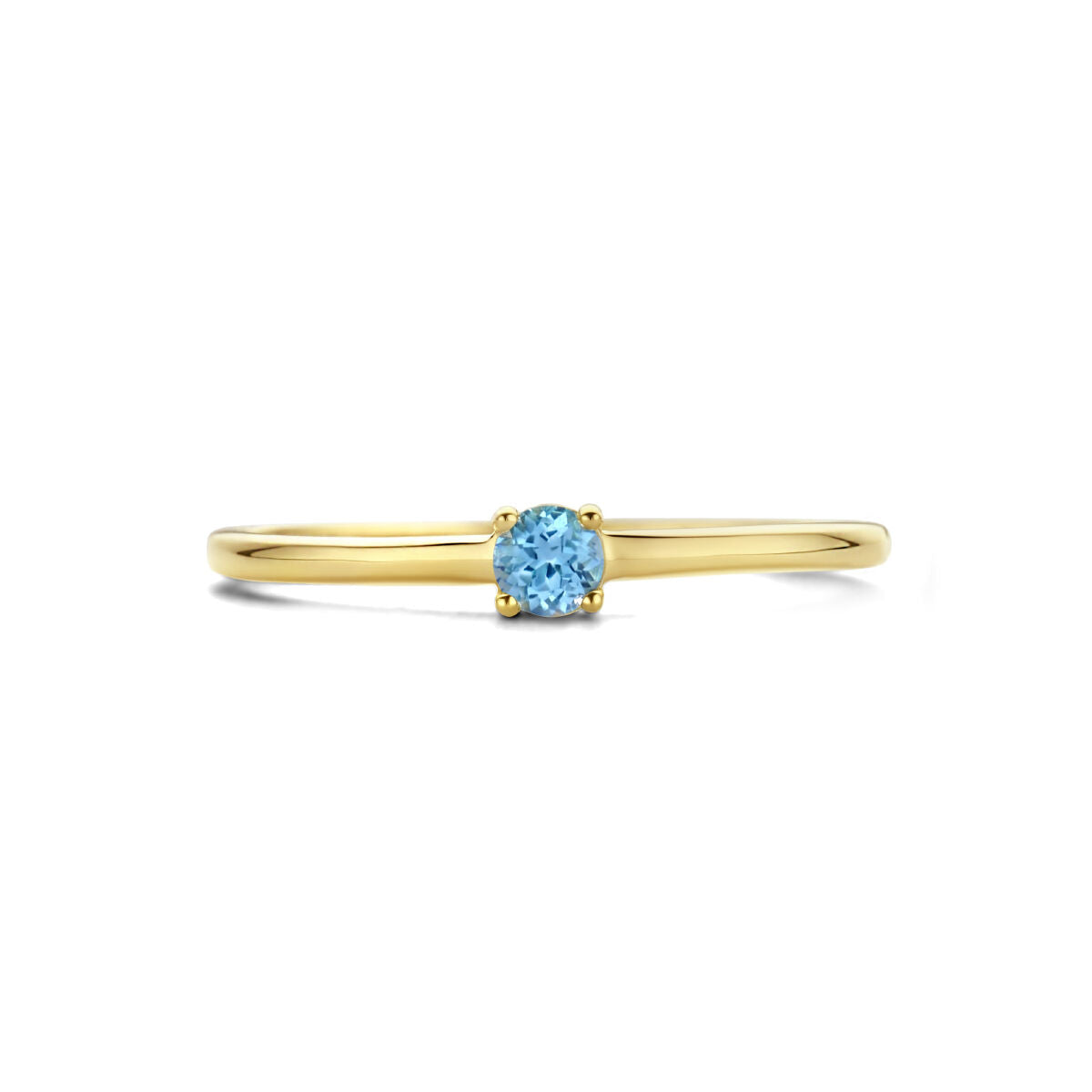 Ring met geboortesteen blauw topaas december 14K geelgoud