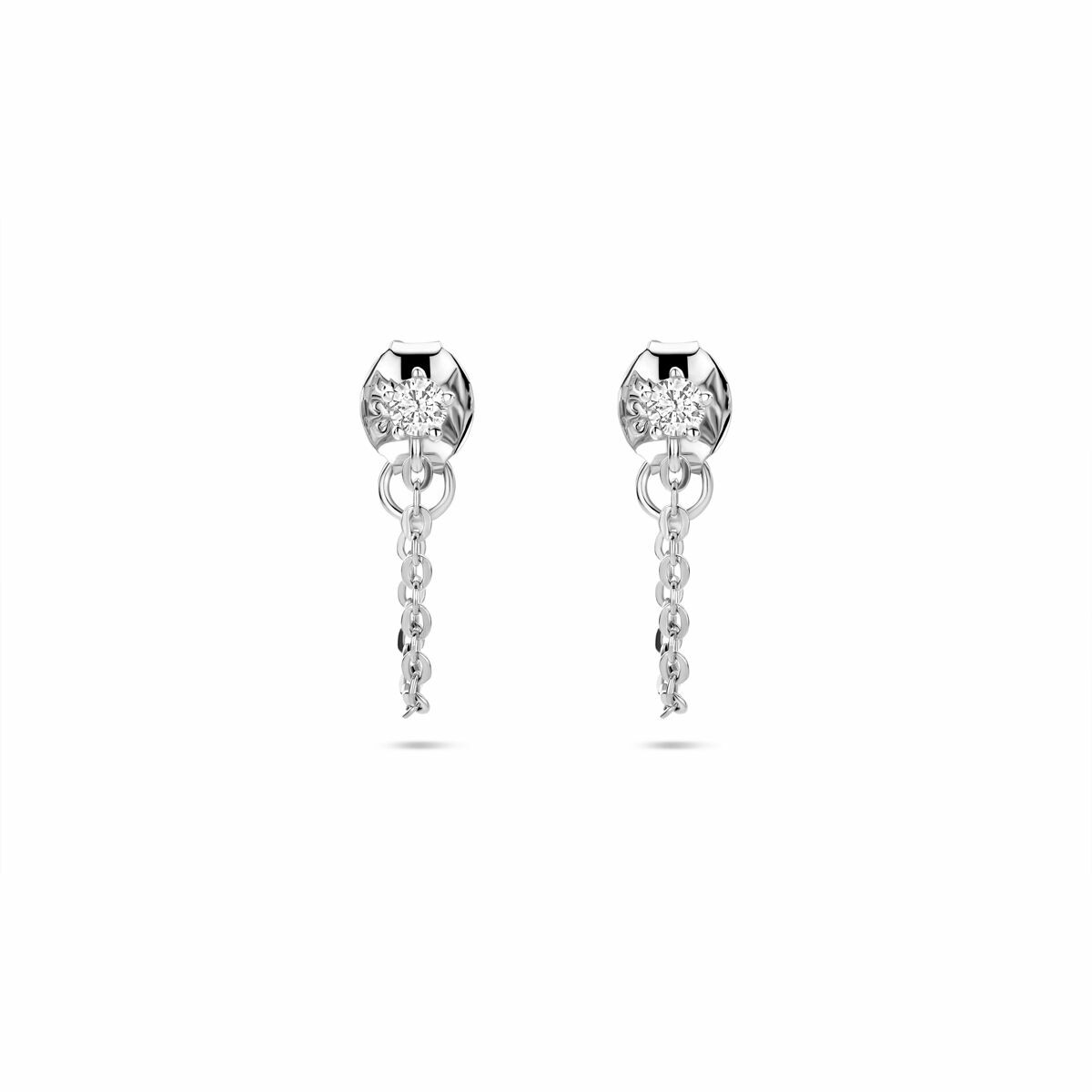 Zilveren gerhodineerde oorbellen zirkonia 25 mm - 1341485