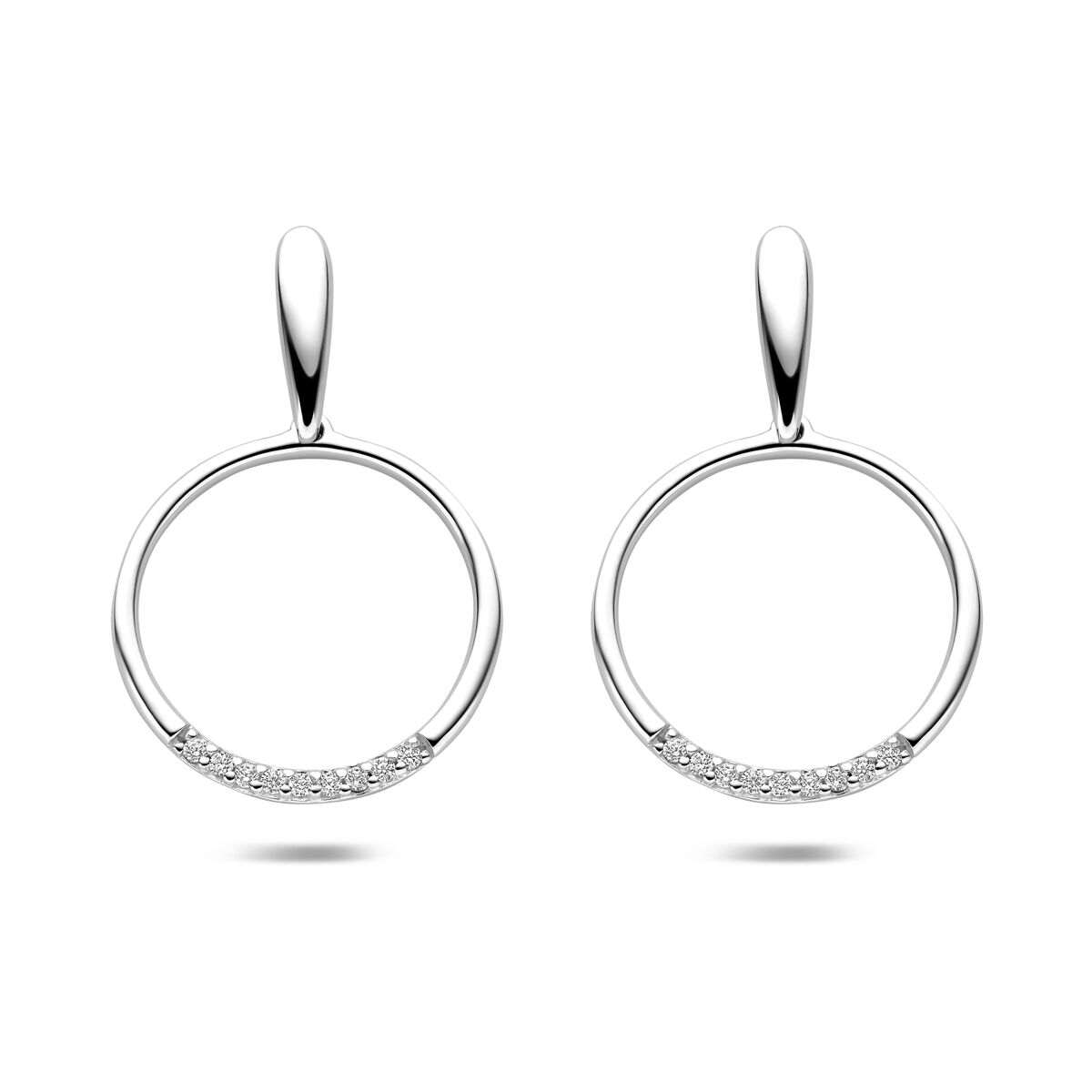 Zilveren gerhodineerde oorknoppen zirkonia 25 mm - 1341701