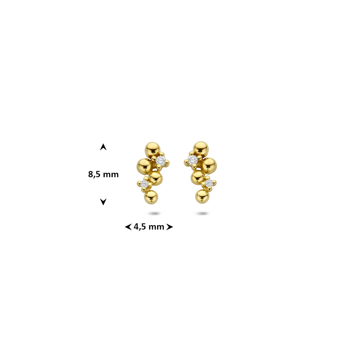 Fantasy Collection Oorbellen diamant 0.03ct (2x 0.015ct) h p 8,5 mm 14K geelgoud