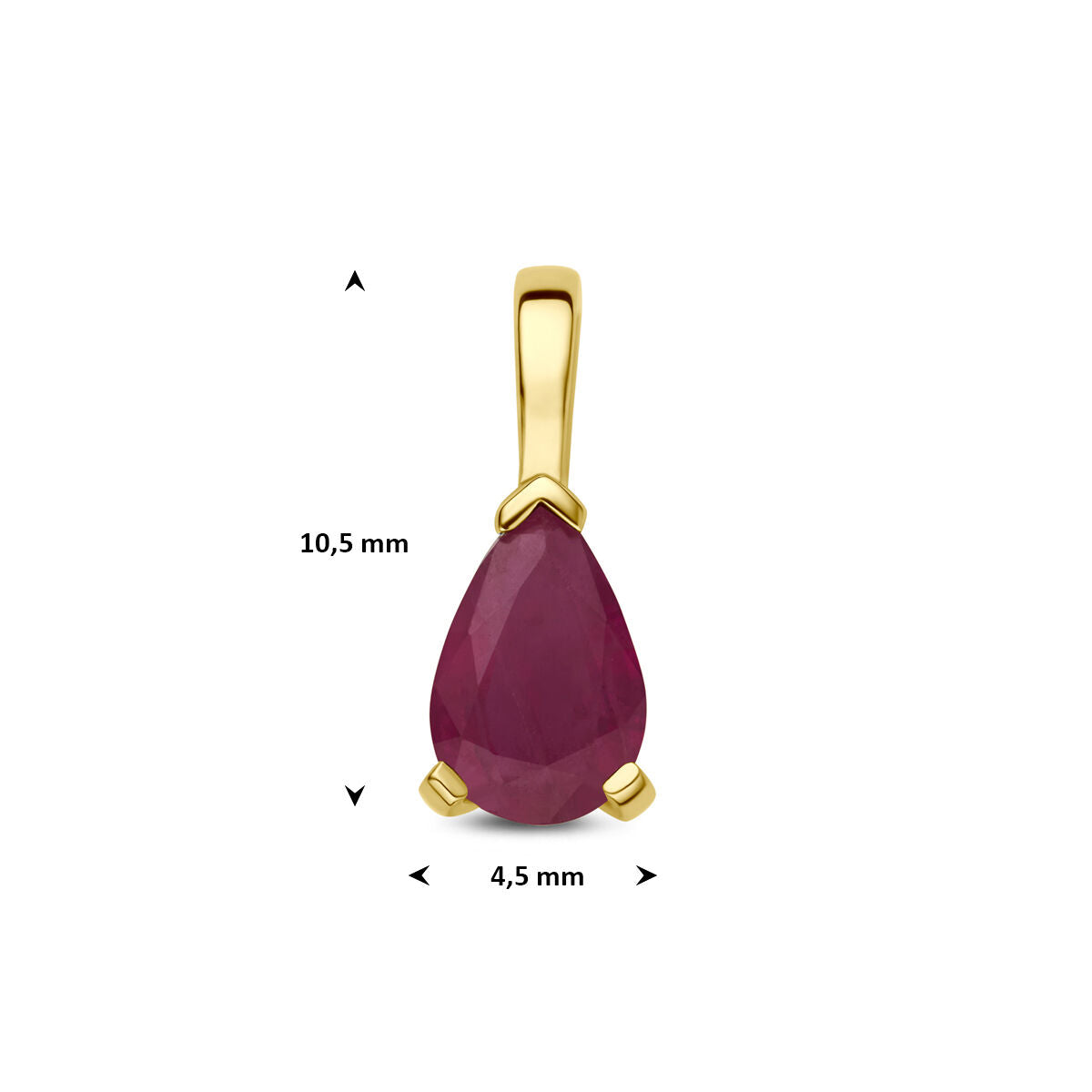Hanger robijn 14K geelgoud 10,5 mm