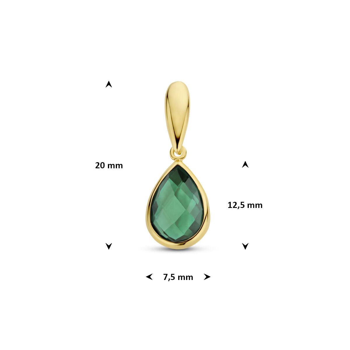 Hanger groen agaat 9K geelgoud 12,5 mm