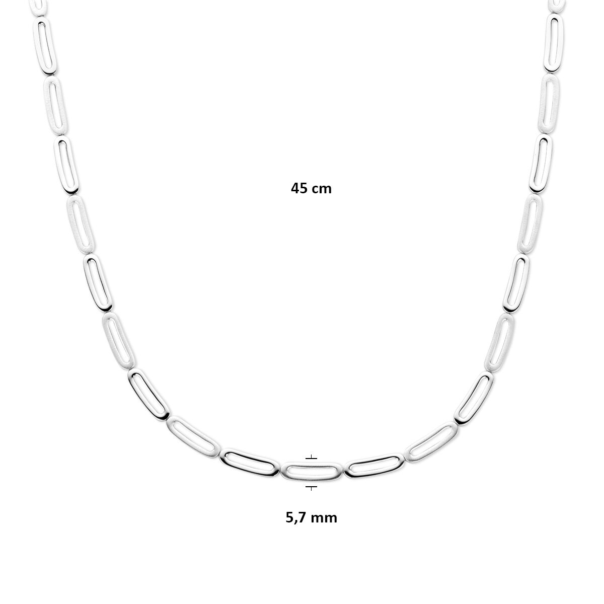 Fantasy Collection Collier poli/mat 5,7 mm 45 cm zilver gerhodineerd
