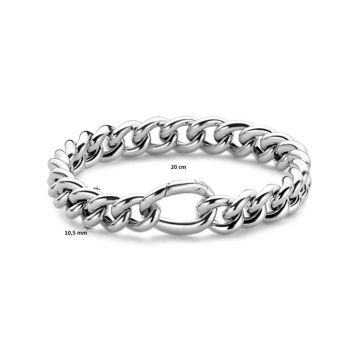 Armband gourmette 10,5 mm 20 cm zilver gerhodineerd