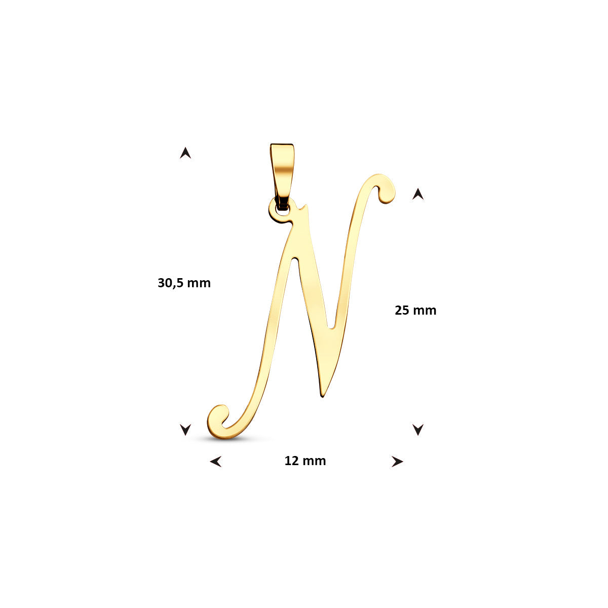 Hanger sierletter N 25 mm 14K geelgoud #Letter_N