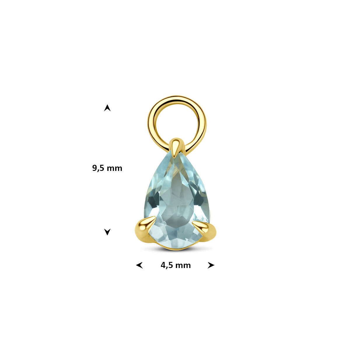 Oorringhanger topaas 9,5 mm per stuk 14K geelgoud