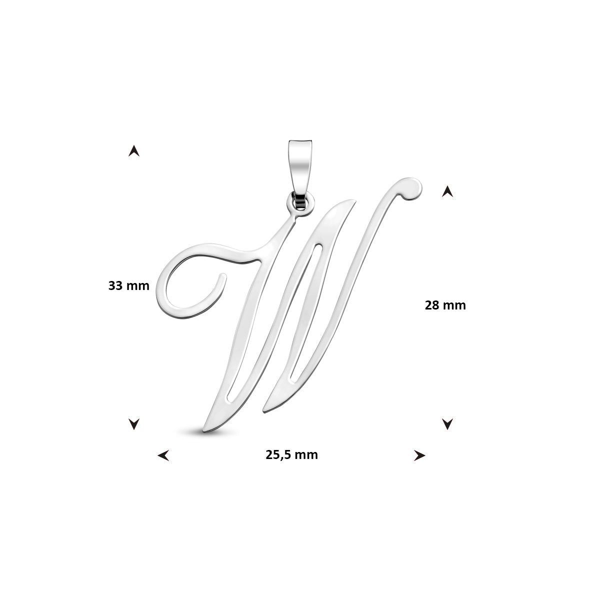 Hanger sierletter W 28 mm zilver #Letter_W