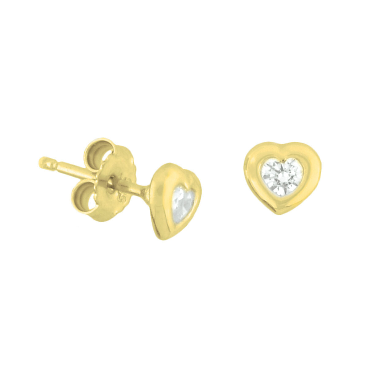 Fantasy Collection Oorbellen hart en zirkonia 14K geelgoud