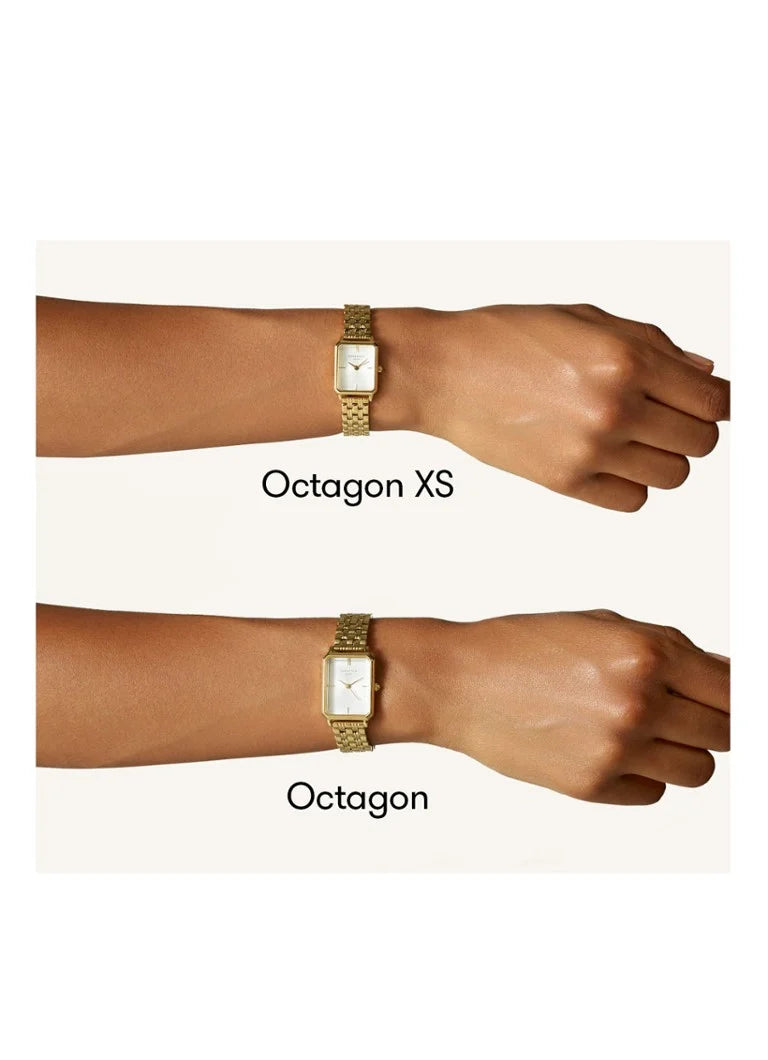 Rosefield Dameshorloge Octagon XS Green MOP Steel Gold OGGSG-O71 Zilverkleurig