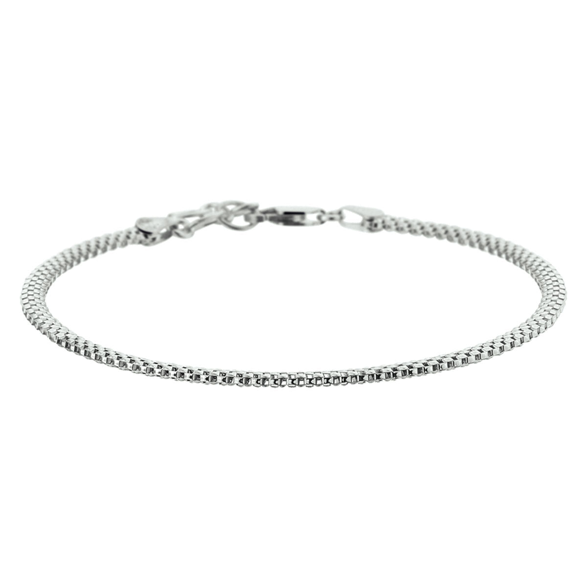 Armband popcorn 3,0 mm 18 + 2 cm zilver gerhodineerd