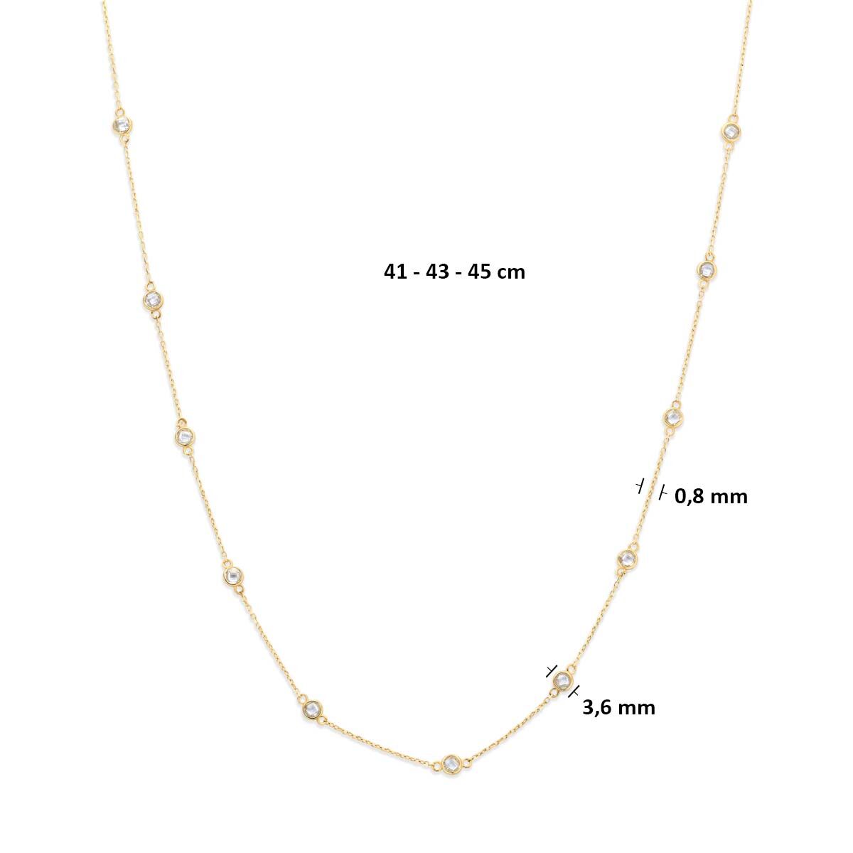 Collier zirkonia 9K geelgoud 41 - 43 - 45 cm