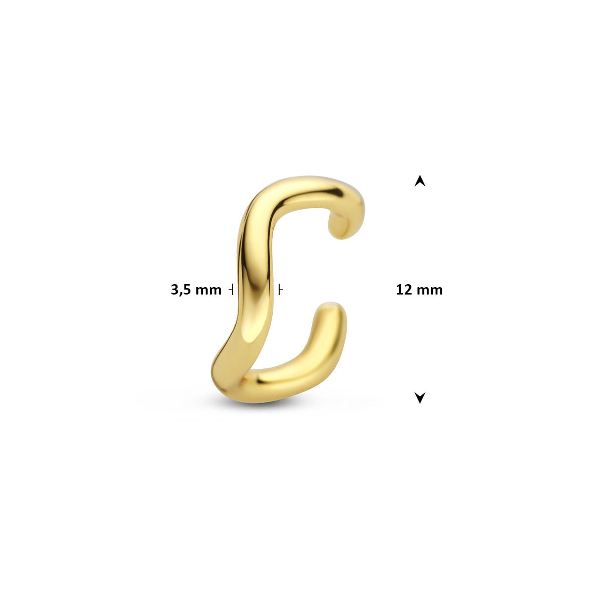 Fantasy Collection Ear cuff 12 mm 1 micron zilver verguld oorbellen