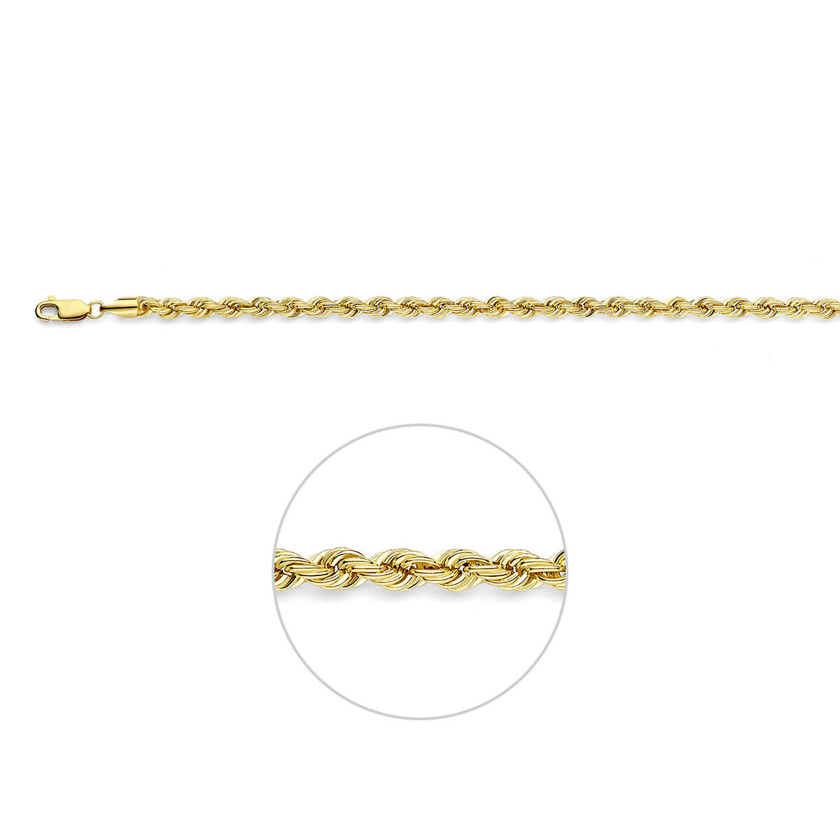 Koord 4,4 mm 14K geelgoud