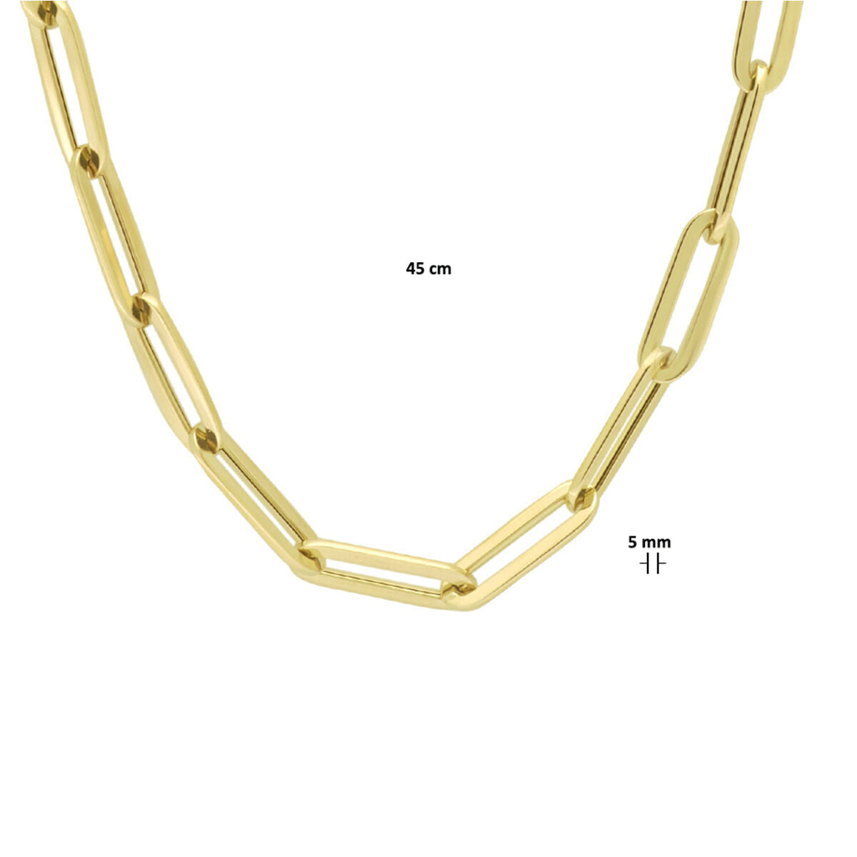 Fantasy Collection Collier paperclip platte buis 5,0 mm 45 cm 14K geelgoud