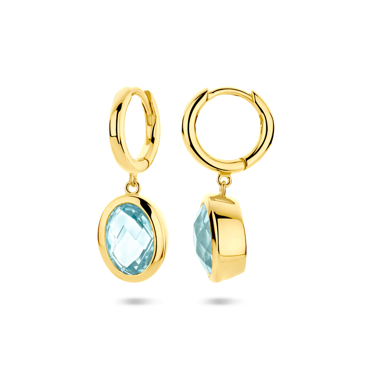 Fantasy Collection Oorbellen sky blue topaas 26 mm 1 micron zilver verguld