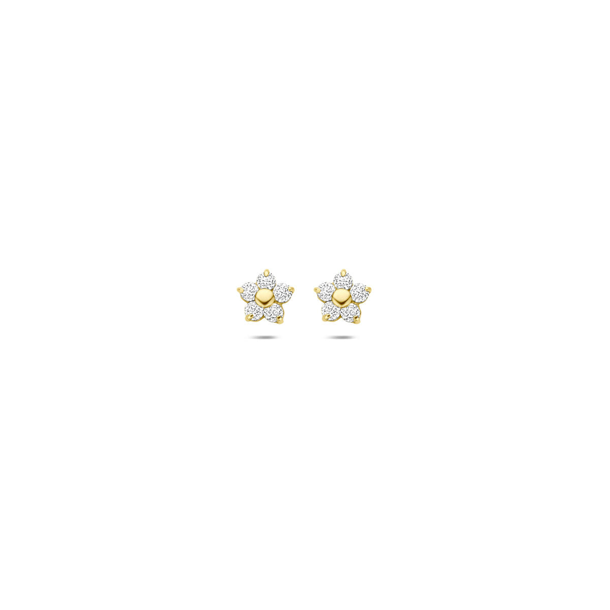 Fantasy Collection Oorbellen bloem zirkonia 4,5 mm 9K geelgoud