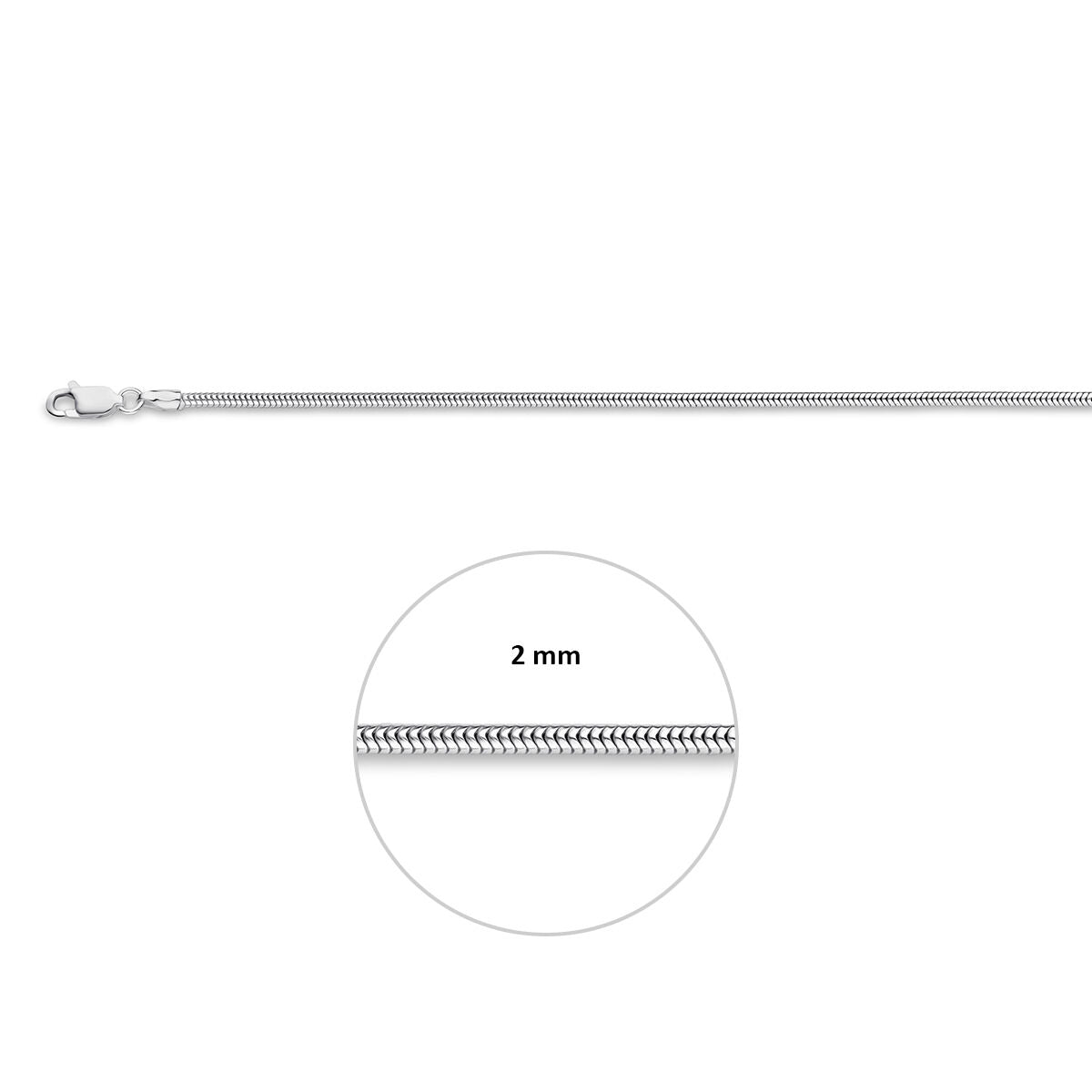 Fantasy Collection Slang rond 2,0 mm zilver wit