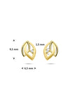 14K geelgouden oorknoppen poli/mat diamant 0.02ct 2x 0.01ct h si 9,5 mm - 4034620