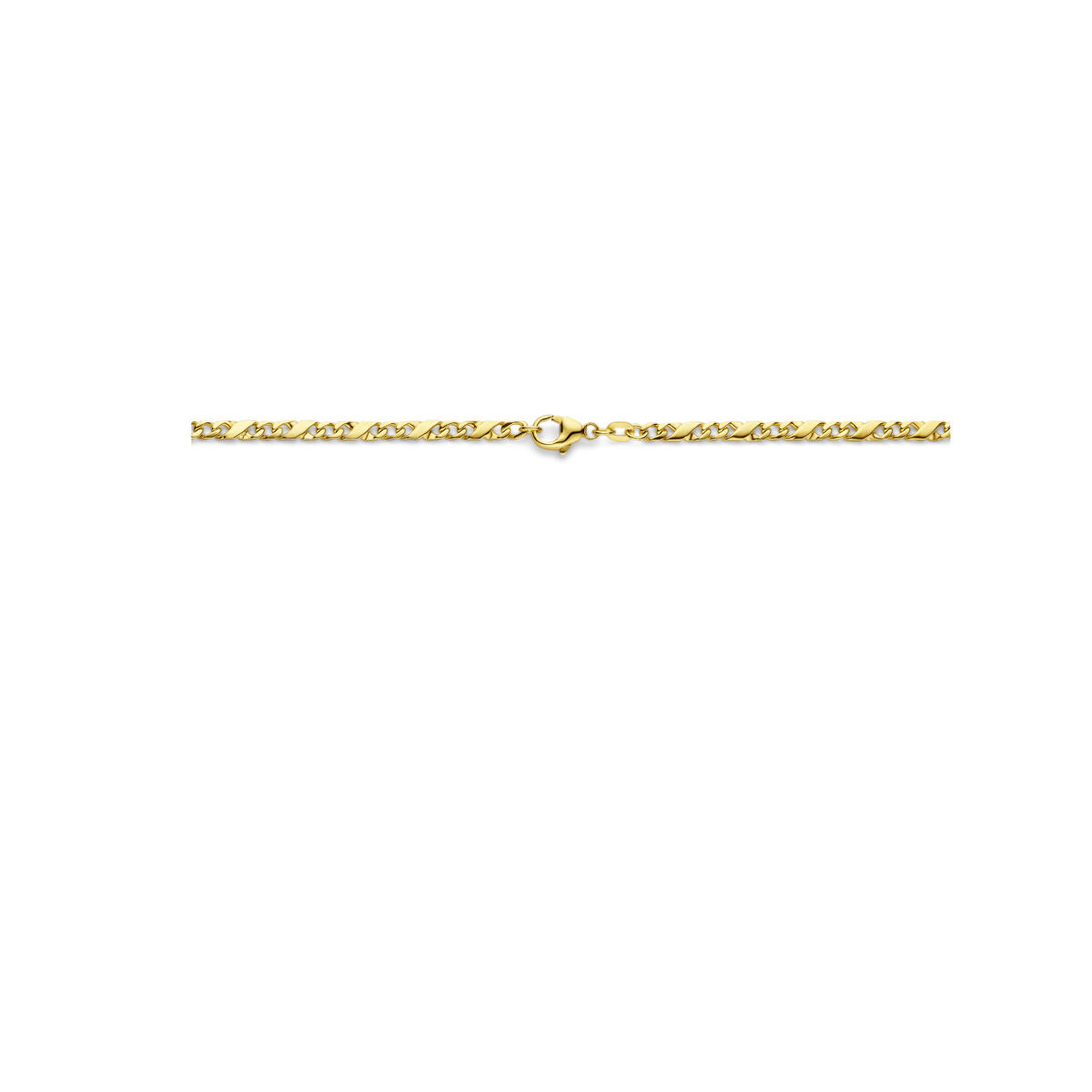 Fantasy Collection Collier gourmette met tussenstuk 4 zijdes geslepen 3,1 mm 14K geelgoud