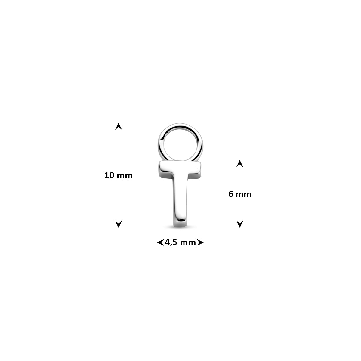 Oorringhanger letter T 6 mm zilver #Letter_T