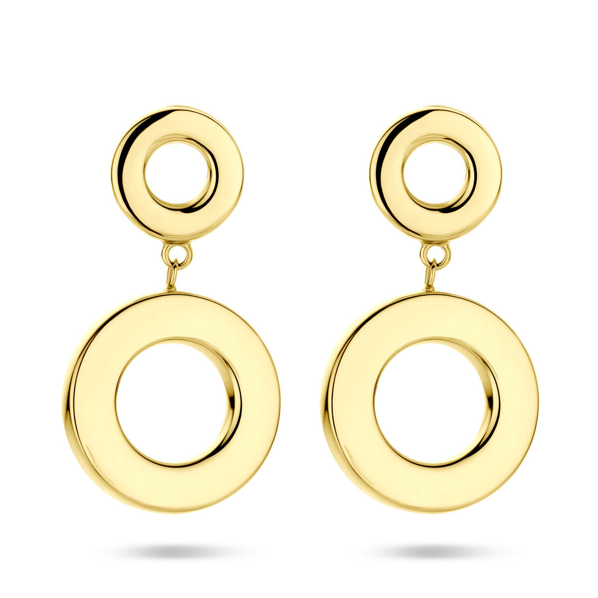 Fantasy Collection Hangende oorbellen rond 33 mm 14K geelgoud