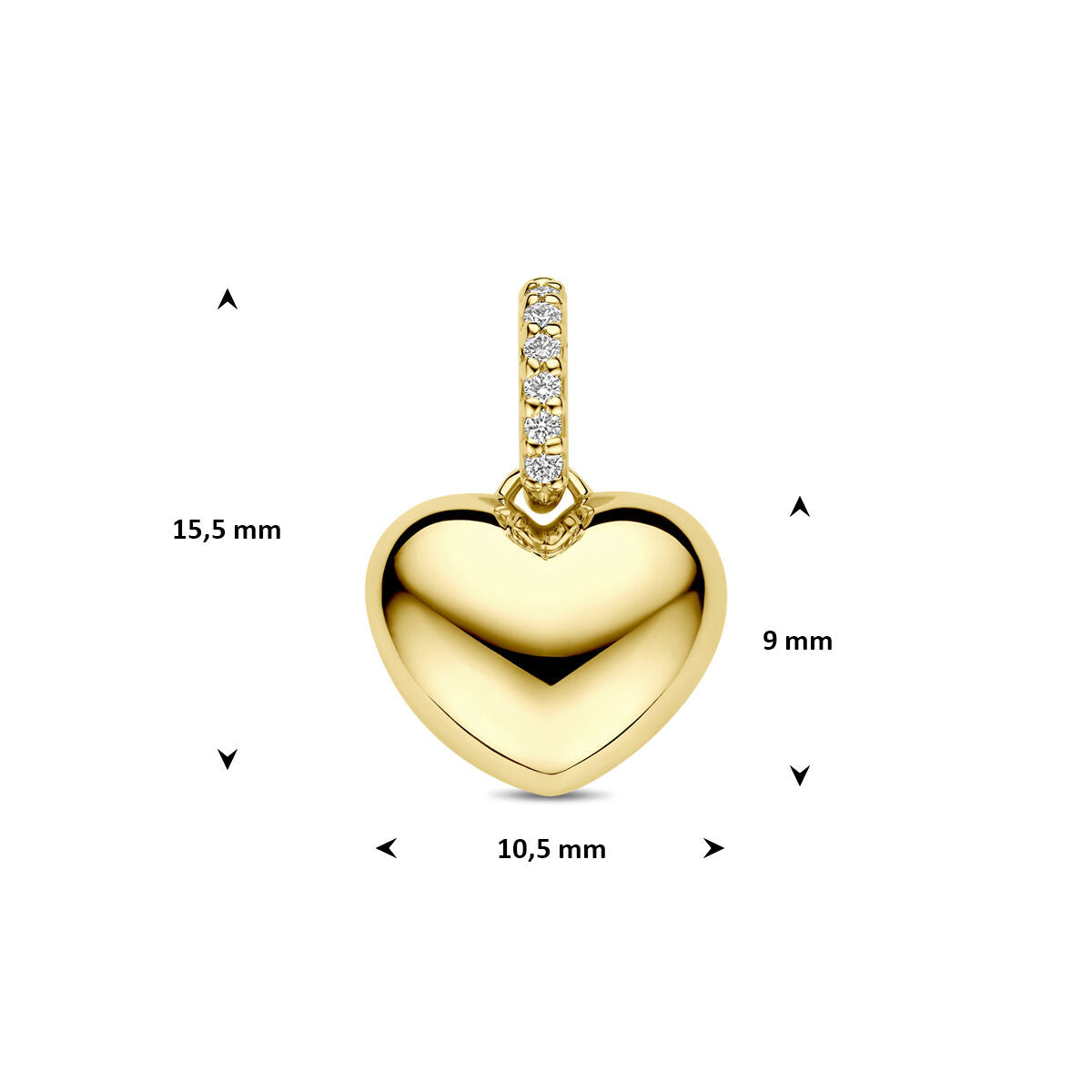 Hanger hart diamant 0.03ct h si 14K geelgoud 9 mm