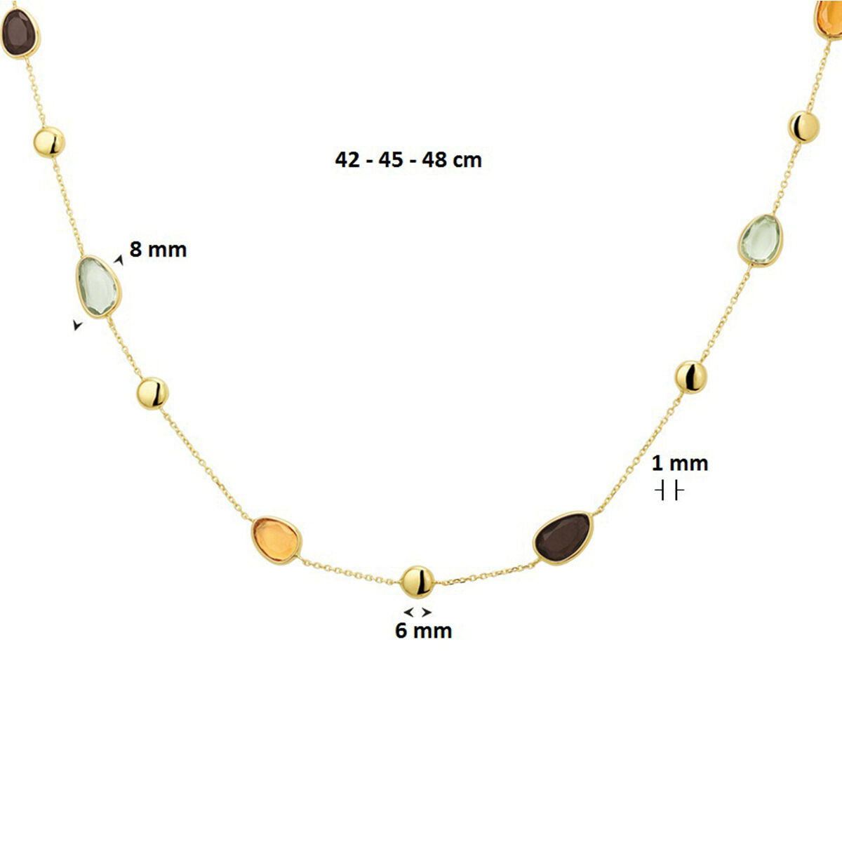 Fantasy Collection Collier rookkwarts, citrien en amethist 42 - 45 - 48 cm 14K geelgoud