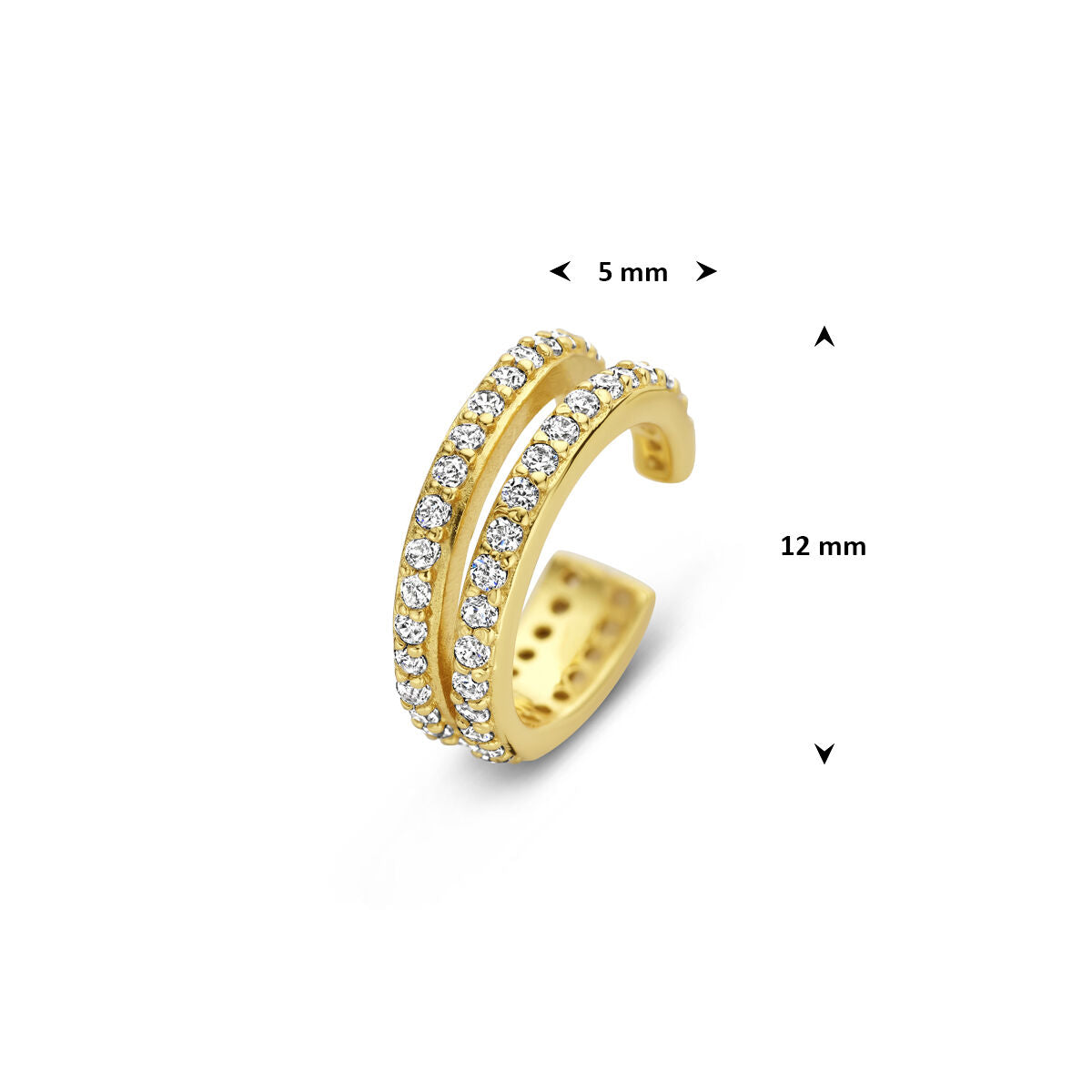 Fantasy Collection Ear cuff zirkonia 12 mm 1 micron zilver verguld oorbellen
