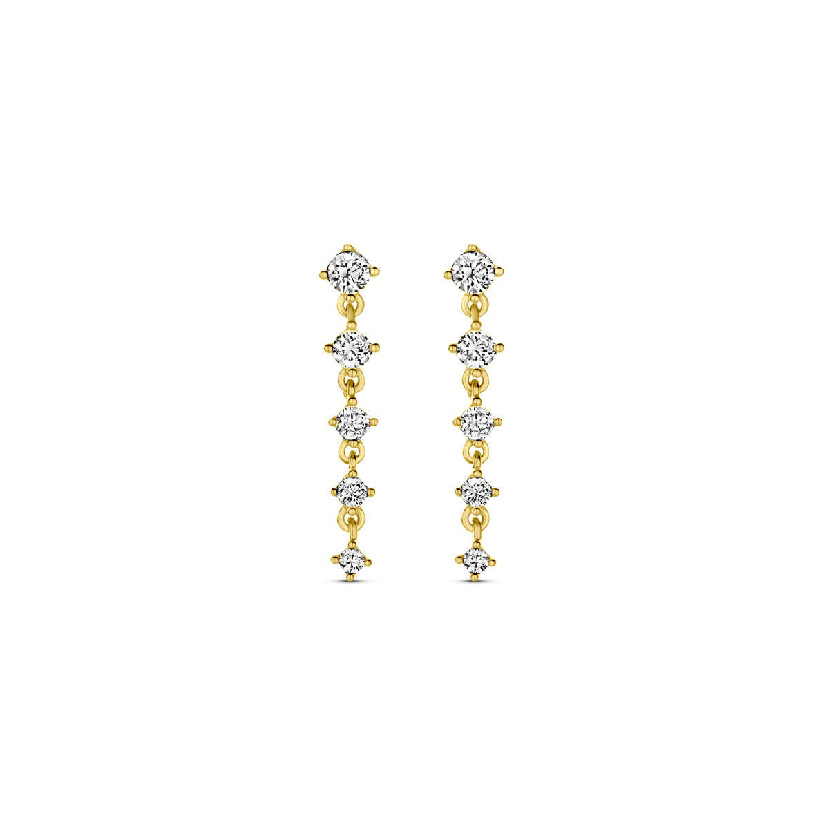Fantasy Collection Hangende oorbellen zirkonia 19 mm 14K geelgoud