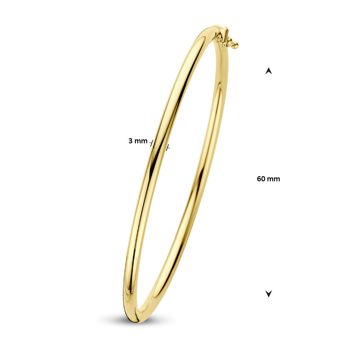Fantasy Collection 9K bangle scharnier ronde buis 3,0 mm 60 mm 9K geelgoud