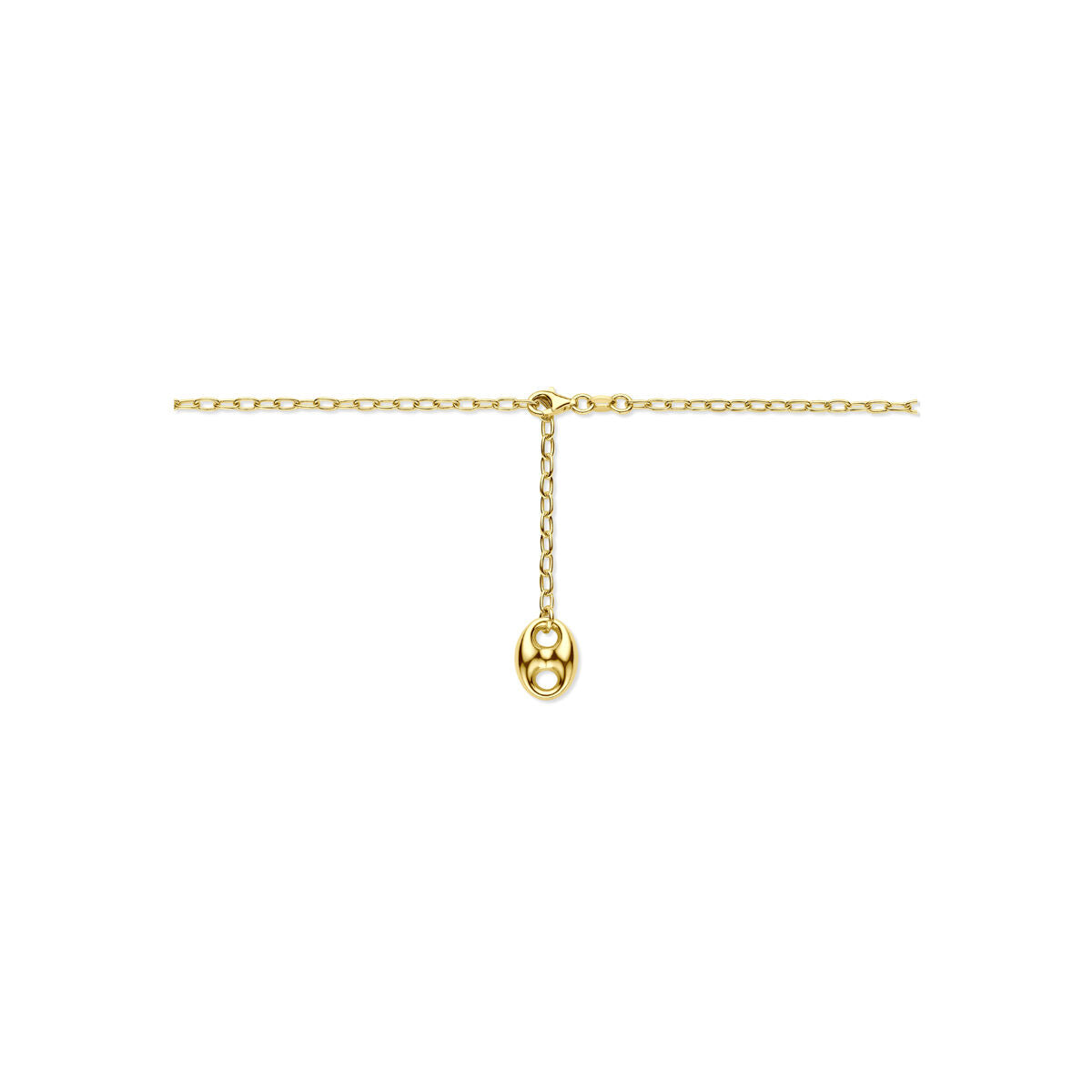 Fantasy Collection Y-collier koffieboon 50 cm 3 micron zilver verguld (geel)