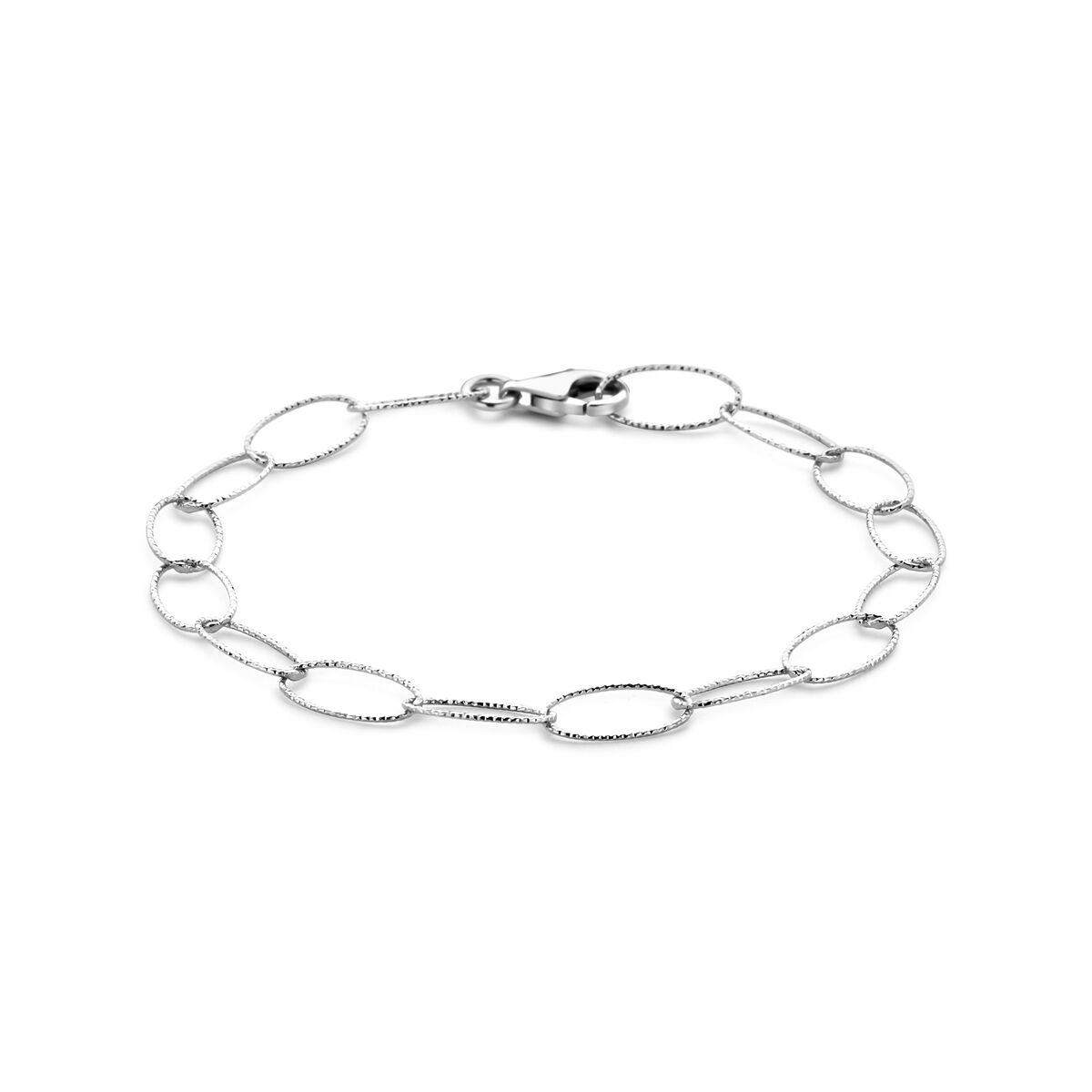 Fantasy Collection Armband anker gediamanteerd 6,4 mm 19 cm zilver