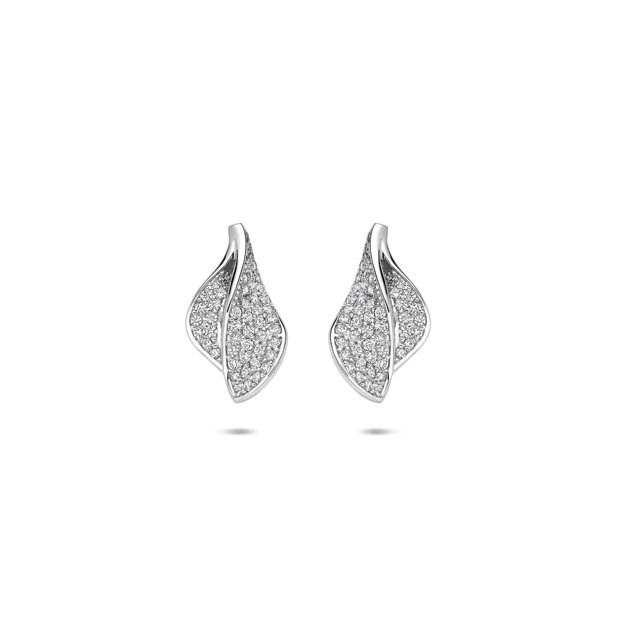 Zilveren gerhodineerde oorknoppen zirkonia 14 mm - 1341315